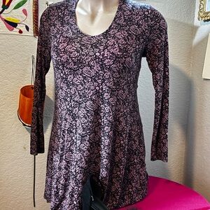 Express Black Tunic with Pink Floral Print